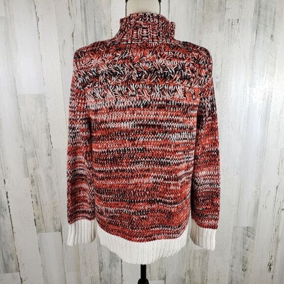 Loft Verigated Mock Neck Chunky Knit Sweater Sz M - Picture 6 of 9
